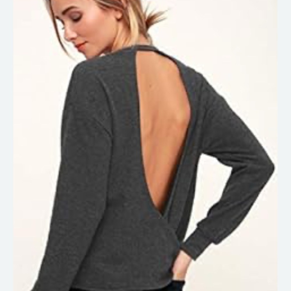 RVCA Open Back Gray Long Sleeve Yoga Top XS